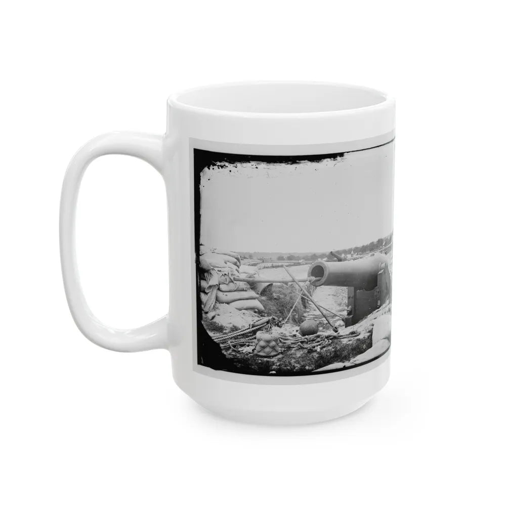 Yorktown, Va. Confederate Fortifications, With Large Gun (U.S. Civil War) White Coffee Mug-Go Mug Yourself