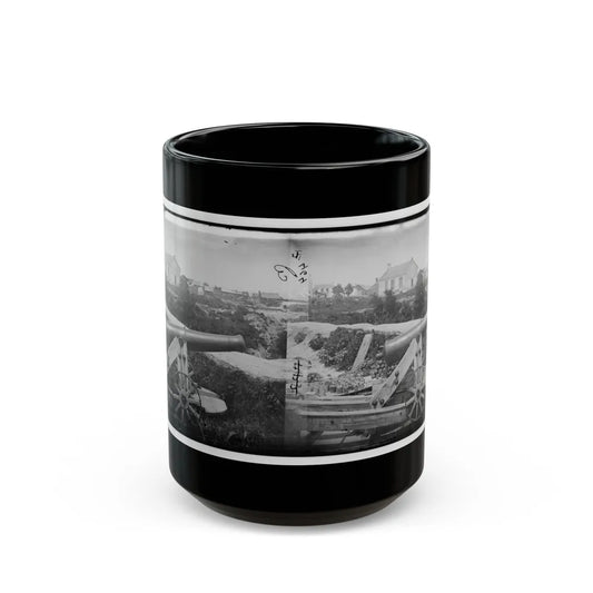 Yorktown, Va. Confederate Naval Gun; In Background Is Nelson Church, Used As A Hospital (U.S. Civil War) Black Coffee Mug-15oz-Go Mug Yourself