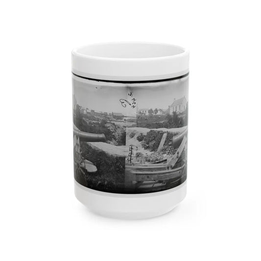 Yorktown, Va. Confederate Naval Gun; In Background Is Nelson Church, Used As A Hospital (U.S. Civil War) White Coffee Mug-15oz-Go Mug Yourself