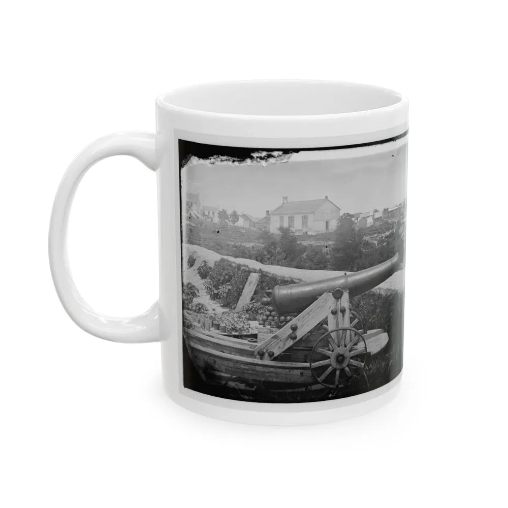 Yorktown, Va. Confederate Naval Gun; In Background Is Nelson Church, Used As A Hospital (U.S. Civil War) White Coffee Mug-Go Mug Yourself