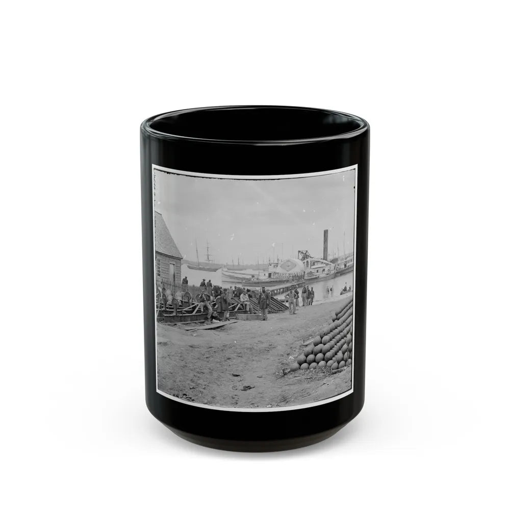 Yorktown, Va. Embarkation For White House Landing, Va. (U.S. Civil War) Black Coffee Mug-15oz-Go Mug Yourself