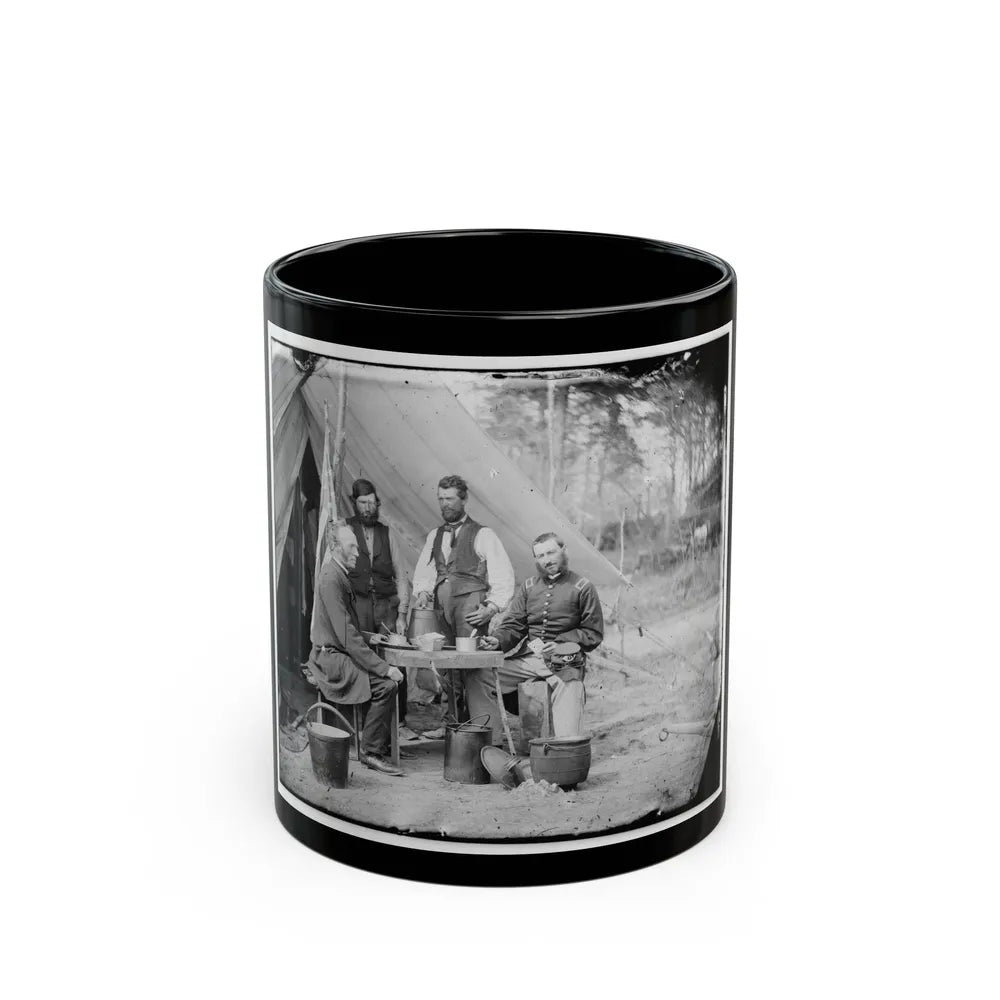 Yorktown, Va., Vicinity. Group Before The Photographic Tent At Camp Winfield Scott (U.S. Civil War) Black Coffee Mug-11oz-Go Mug Yourself