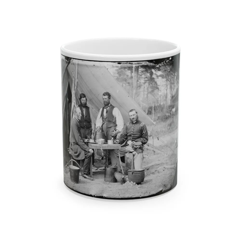 Yorktown, Va., Vicinity. Group Before The Photographic Tent At Camp Winfield Scott (U.S. Civil War) White Coffee Mug-11oz-Go Mug Yourself