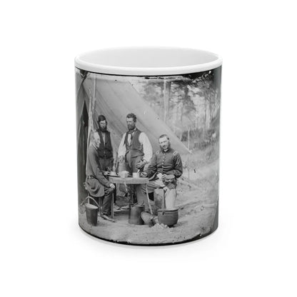 Yorktown, Va., Vicinity. Group Before The Photographic Tent At Camp Winfield Scott (U.S. Civil War) White Coffee Mug-11oz-Go Mug Yourself