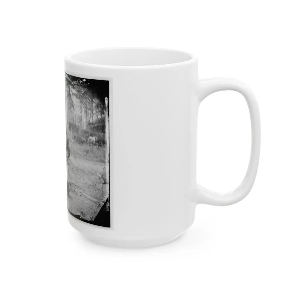 Yorktown, Va., Vicinity. Group Before The Photographic Tent At Camp Winfield Scott (U.S. Civil War) White Coffee Mug-Go Mug Yourself