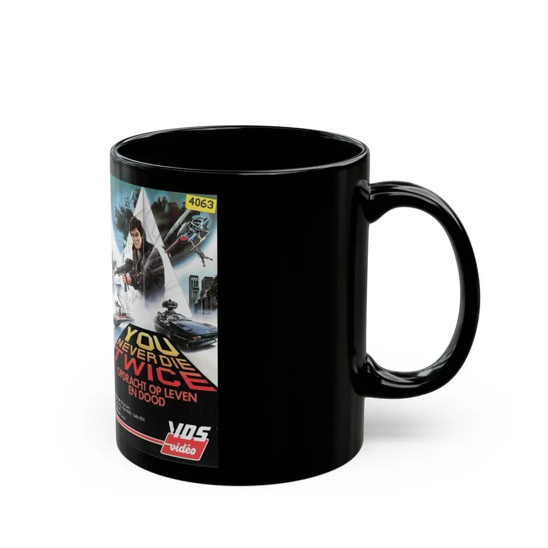 YOU NEVER DIE TWICE (VHS COVER) - Black Coffee Mug - Go Mug Yourself
