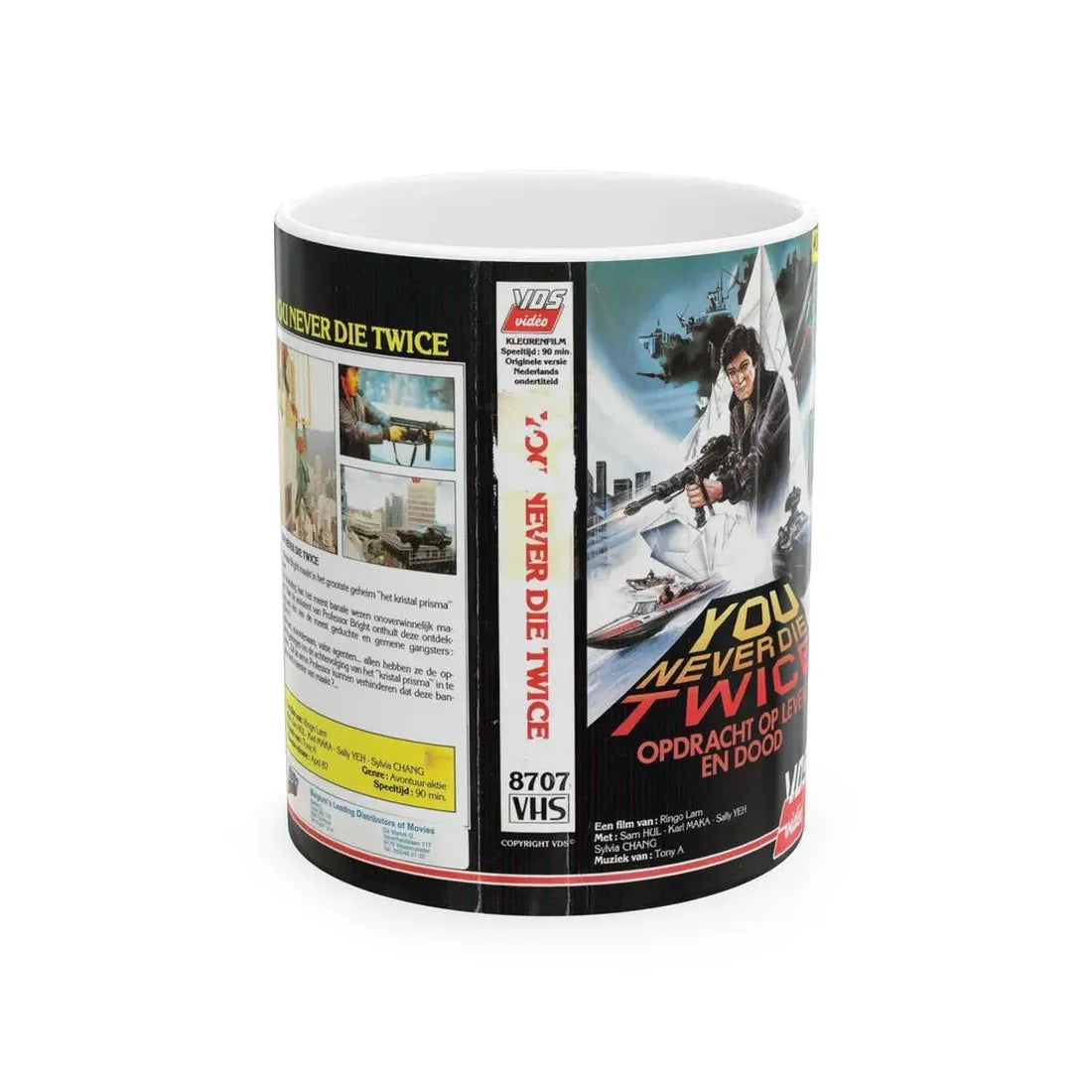 YOU NEVER DIE TWICE (VHS COVER) - White Coffee Mug 11oz - Go Mug Yourself