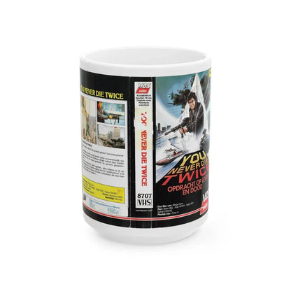 YOU NEVER DIE TWICE (VHS COVER) - White Coffee Mug 15oz - Go Mug Yourself