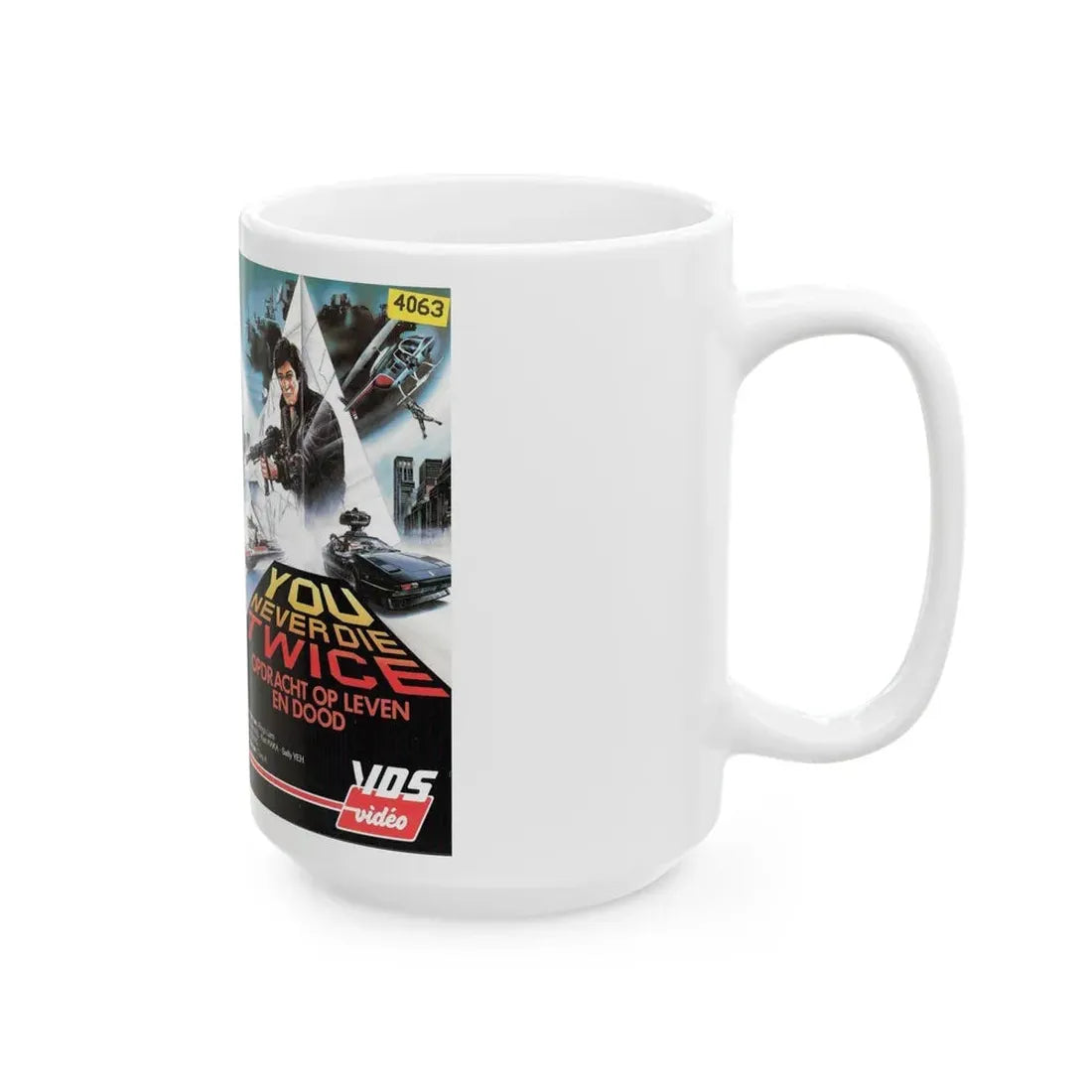 YOU NEVER DIE TWICE (VHS COVER) - White Coffee Mug - Go Mug Yourself