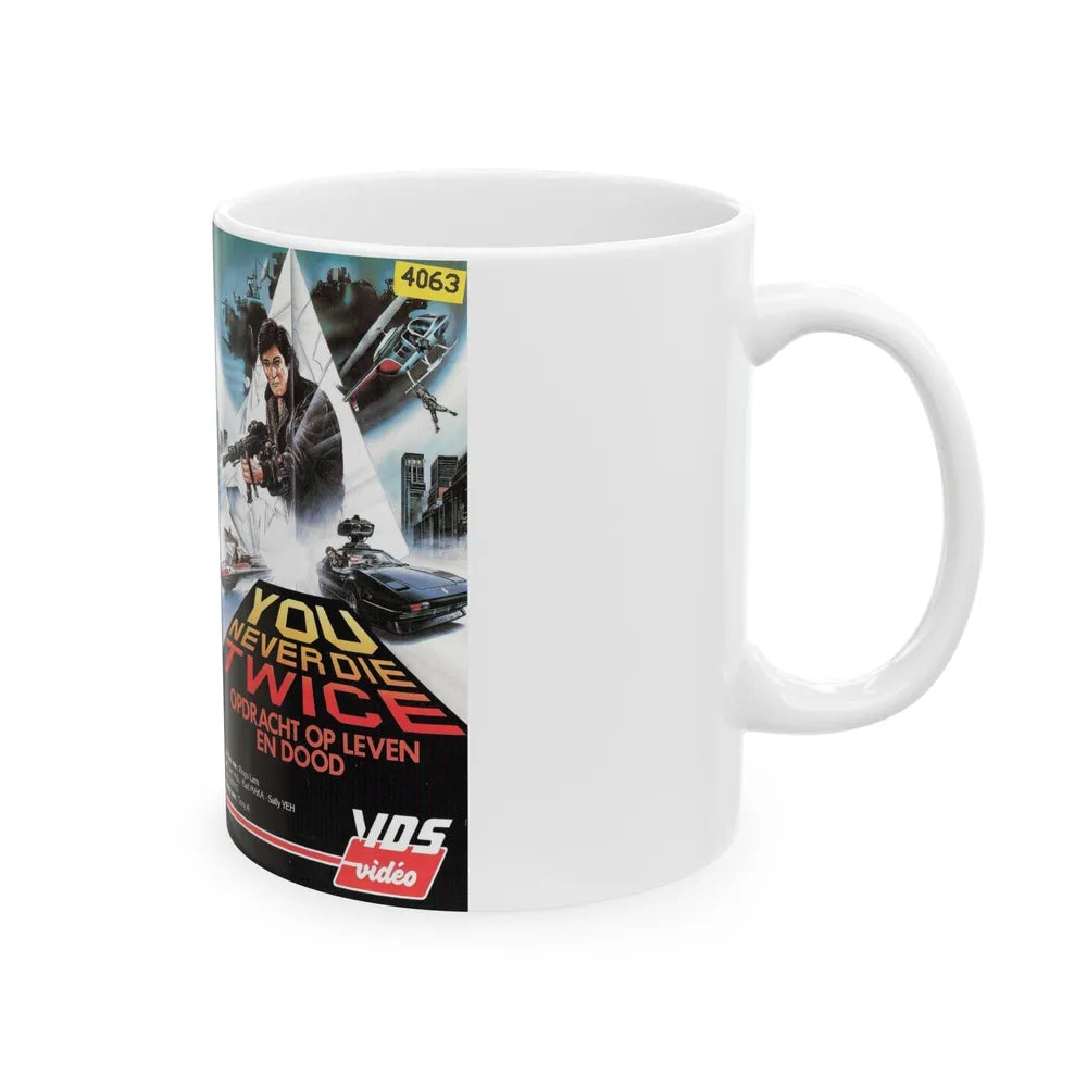 YOU NEVER DIE TWICE (VHS COVER) - White Coffee Mug-Go Mug Yourself