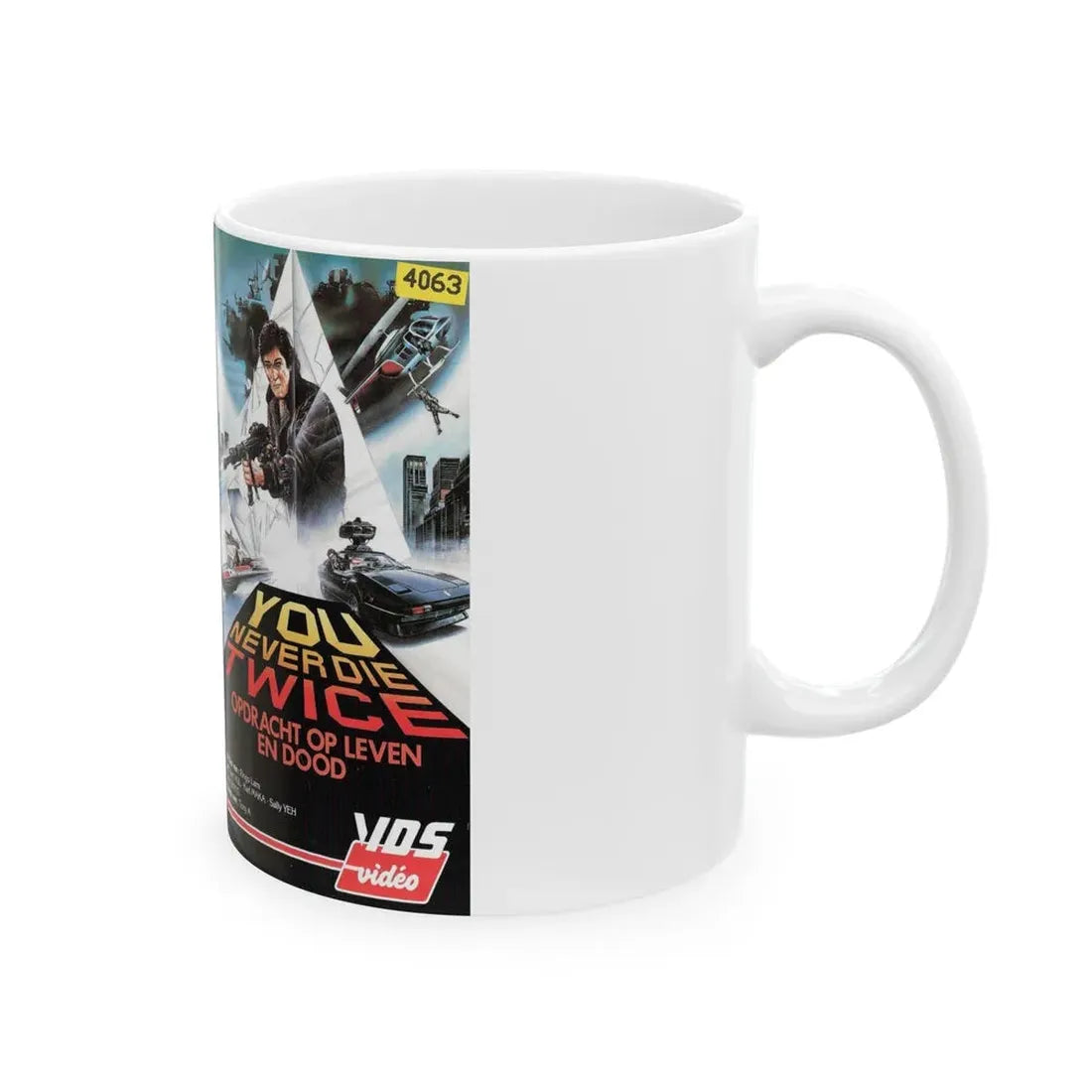 YOU NEVER DIE TWICE (VHS COVER) - White Coffee Mug - Go Mug Yourself