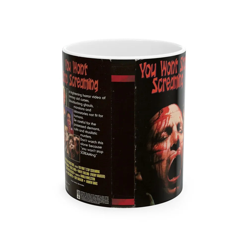 YOU WONT STOP SCREAMING (VHS COVER) - White Coffee Mug-11oz-Go Mug Yourself