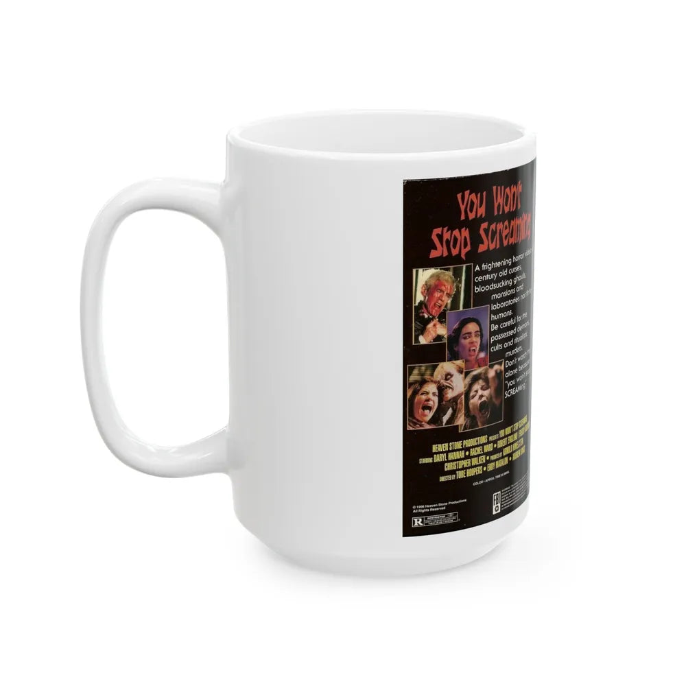 YOU WONT STOP SCREAMING (VHS COVER) - White Coffee Mug-Go Mug Yourself