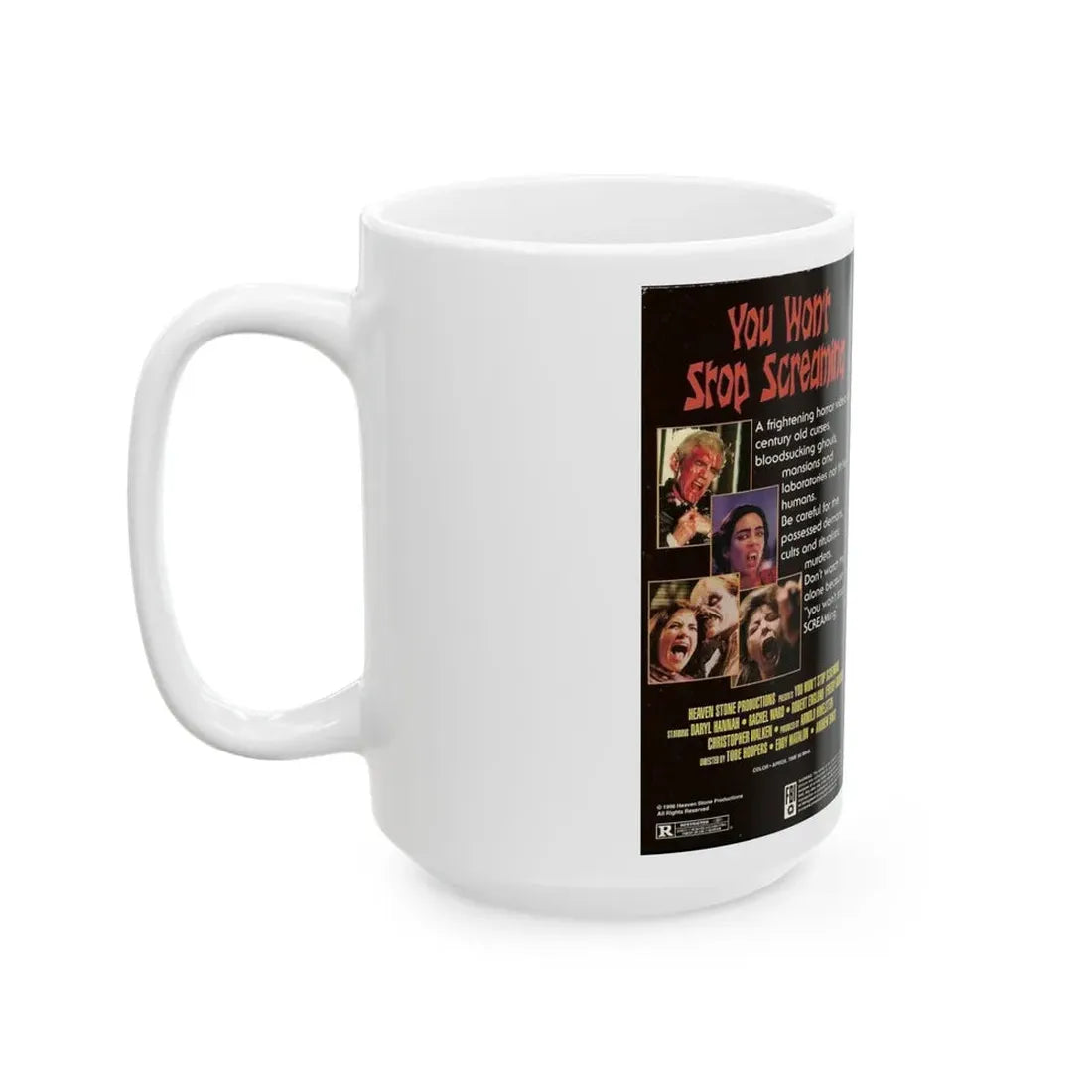 YOU WONT STOP SCREAMING (VHS COVER) - White Coffee Mug - Go Mug Yourself