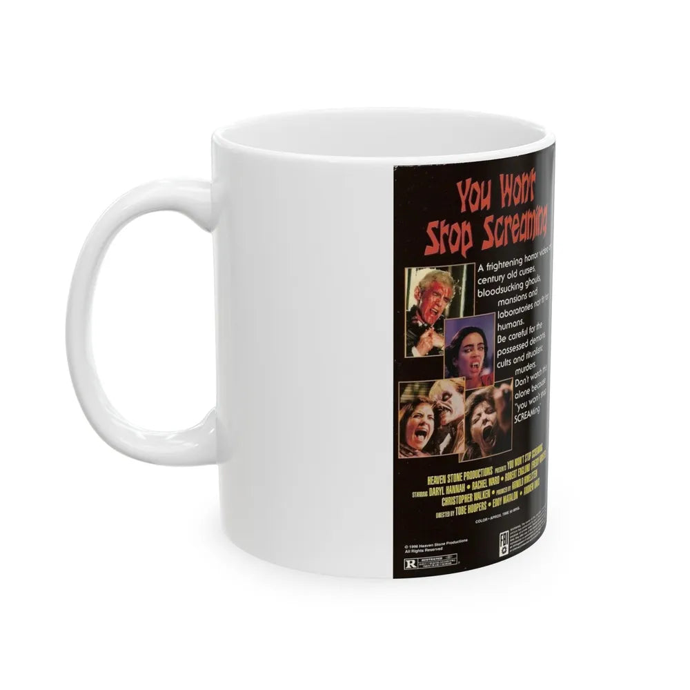 YOU WONT STOP SCREAMING (VHS COVER) - White Coffee Mug-Go Mug Yourself