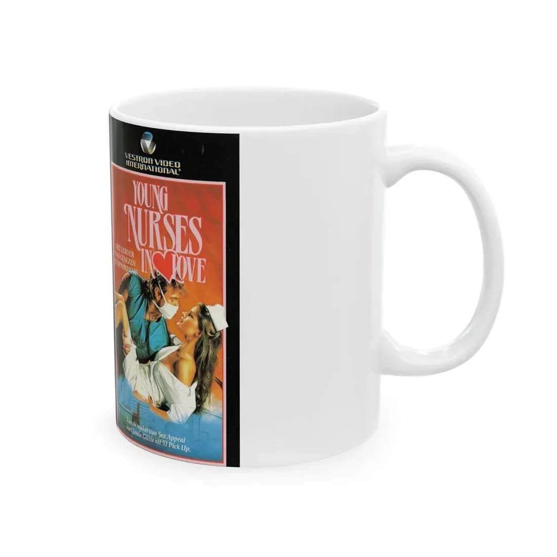 YOUNG NURSES IN LOVE (VHS COVER) - White Coffee Mug - Go Mug Yourself