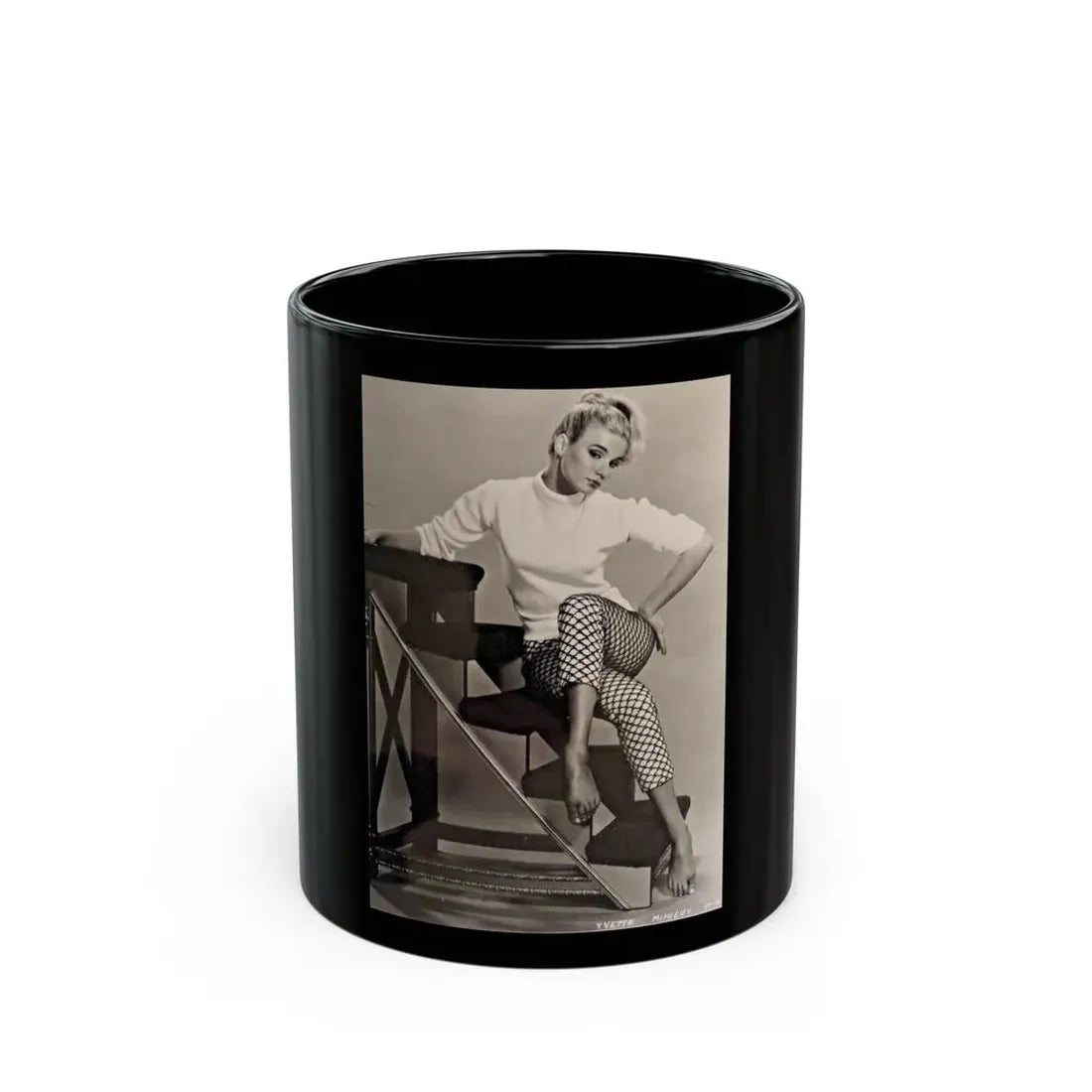 Yvette Mimieux #100 (Vintage Female Icon) Black Coffee Mug 11oz - Go Mug Yourself