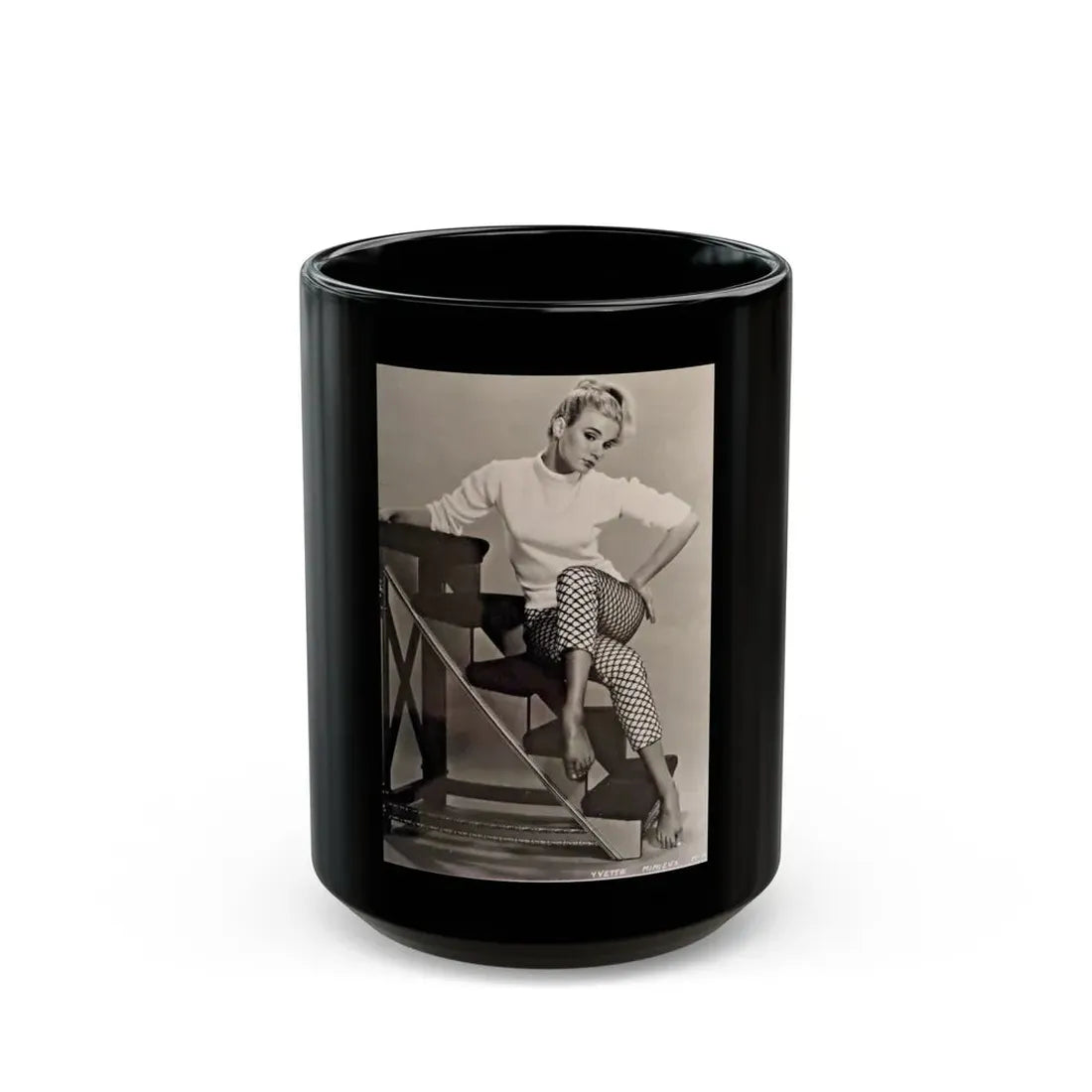 Yvette Mimieux #100 (Vintage Female Icon) Black Coffee Mug 15oz - Go Mug Yourself