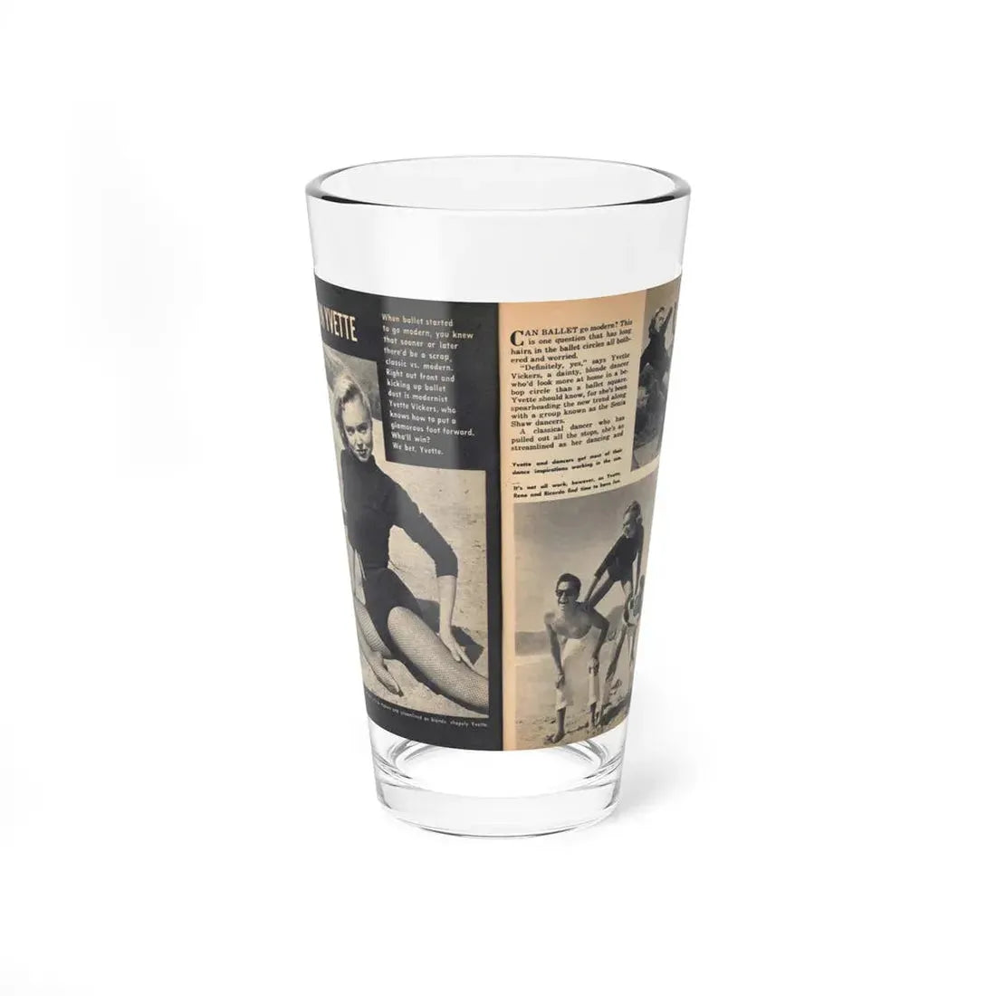 Yvette Vickers #114 - [Pages 102 & 103] Pages 1 & 2 of 4 with, Yvette Vickers+3 B&W Photos Brief Article & Caption from VUE Digest Mag. Oct. '55 (Vintage Female Icon) Pint Glass 16oz 16oz - Go Mug Yourself