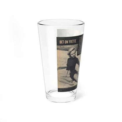 Yvette Vickers #114 - [Pages 102 & 103] Pages 1 & 2 of 4 with, Yvette Vickers+3 B&W Photos Brief Article & Caption from VUE Digest Mag. Oct. '55 (Vintage Female Icon) Pint Glass 16oz - Go Mug Yourself