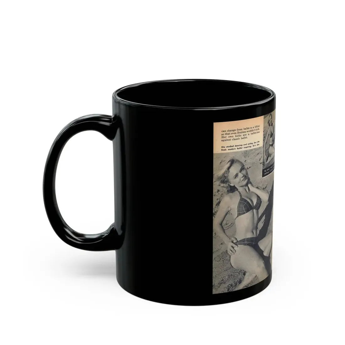 Yvette Vickers #115 - [Pages 104 & 105] Pages 3 & 4 of 4 of her +4 B&W Photos, End of Brief Article & 4 Captions from VUE Digest Mag. Oct. '55 (Vintage Female Icon) Black Coffee Mug - Go Mug Yourself