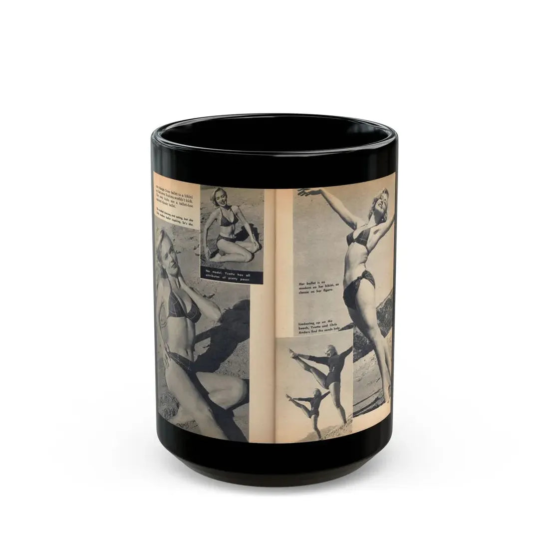 Yvette Vickers #115 - [Pages 104 & 105] Pages 3 & 4 of 4 of her +4 B&W Photos, End of Brief Article & 4 Captions from VUE Digest Mag. Oct. '55 (Vintage Female Icon) Black Coffee Mug - Go Mug Yourself