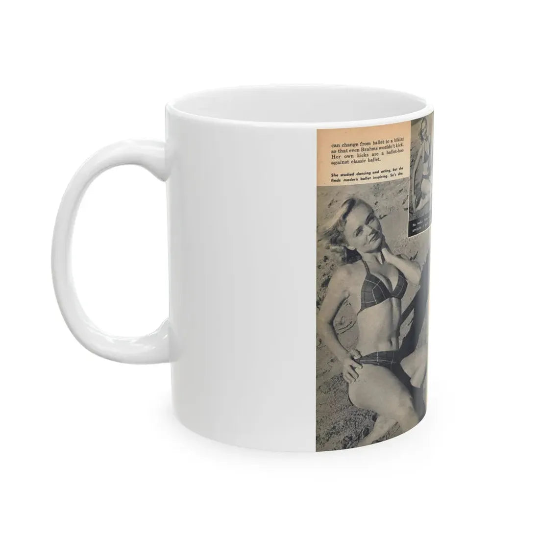 Yvette Vickers #115 - [Pages 104 & 105] Pages 3 & 4 of 4 of her +4 B&W Photos, End of Brief Article & 4 Captions from VUE Digest Mag. Oct. '55 (Vintage Female Icon) White Coffee Mug - Go Mug Yourself