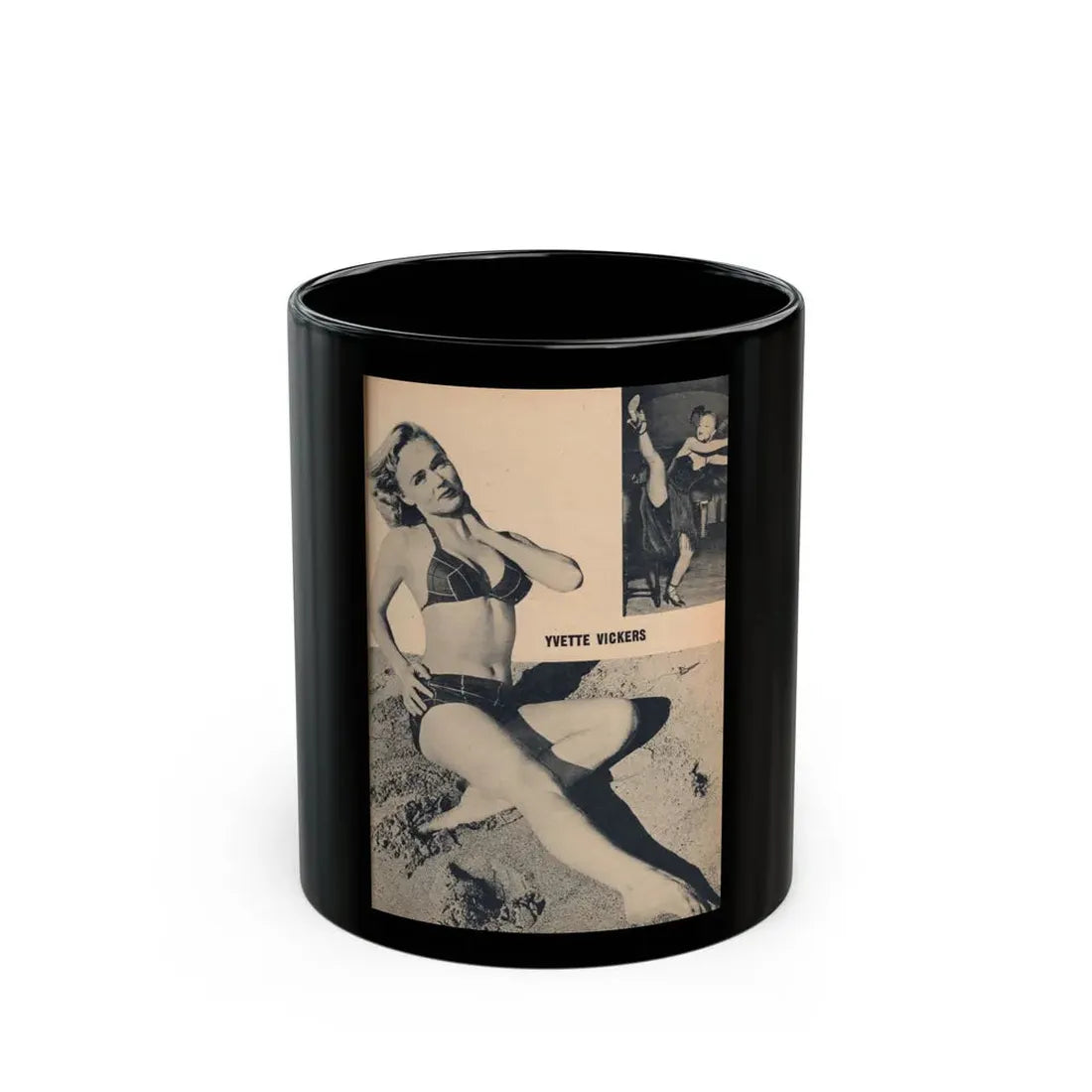 Yvette Vickers #116 - [Pages 65] Pages 1 of 1 with, only 1 Large Full Body B&W Pin-Up Photo of her from BRIEF Digest Mag. Jan. '55 (Vintage Female Icon) Black Coffee Mug 11oz - Go Mug Yourself