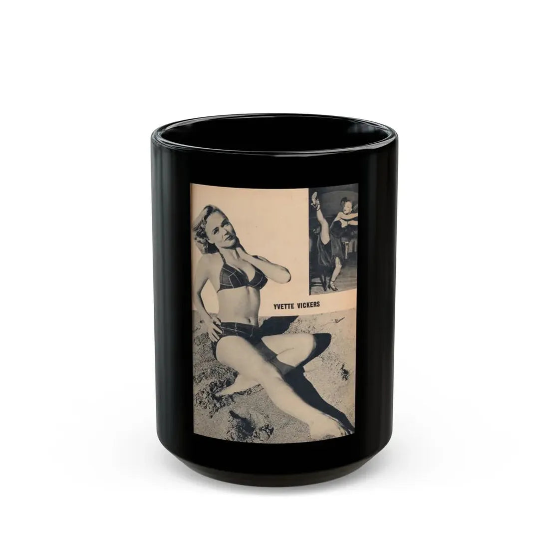 Yvette Vickers #116 - [Pages 65] Pages 1 of 1 with, only 1 Large Full Body B&W Pin-Up Photo of her from BRIEF Digest Mag. Jan. '55 (Vintage Female Icon) Black Coffee Mug 15oz - Go Mug Yourself