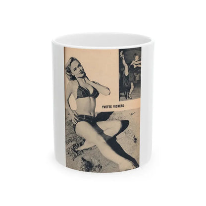 Yvette Vickers #116 - [Pages 65] Pages 1 of 1 with, only 1 Large Full Body B&W Pin-Up Photo of her from BRIEF Digest Mag. Jan. '55 (Vintage Female Icon) White Coffee Mug 11oz - Go Mug Yourself
