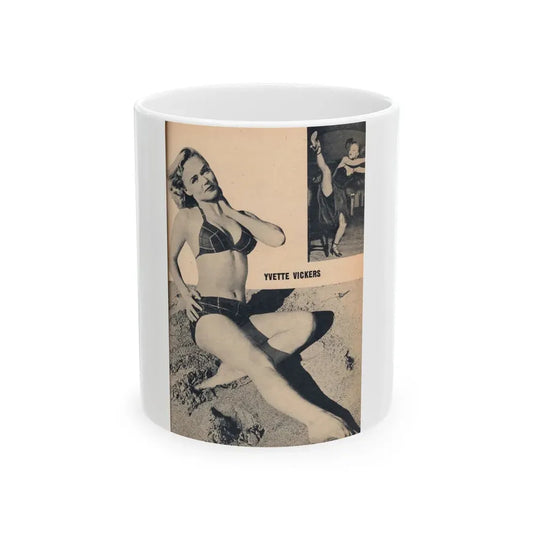 Yvette Vickers #116 - [Pages 65] Pages 1 of 1 with, only 1 Large Full Body B&W Pin-Up Photo of her from BRIEF Digest Mag. Jan. '55 (Vintage Female Icon) White Coffee Mug 11oz - Go Mug Yourself