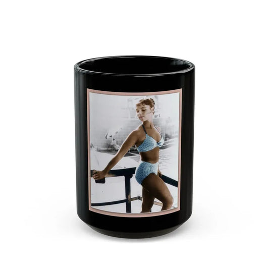 Yvonne Craig #02 (Vintage Female Icon) Black Coffee Mug 15oz - Go Mug Yourself