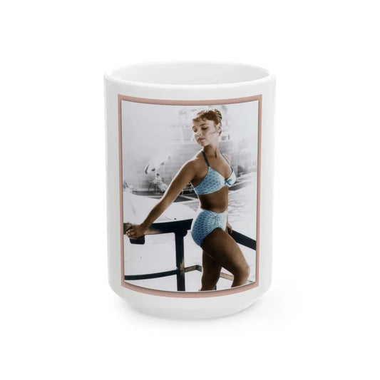 Yvonne Craig #02 (Vintage Female Icon) White Coffee Mug 15oz - Go Mug Yourself