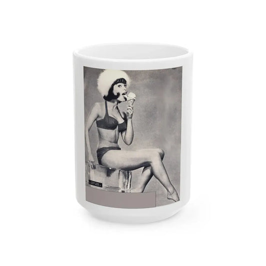 Yvonne Craig #09 (Vintage Female Icon) White Coffee Mug 15oz - Go Mug Yourself