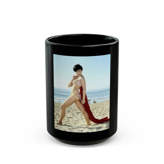 Yvonne Craig #100 (Vintage Female Icon) Black Coffee Mug 15oz - Go Mug Yourself