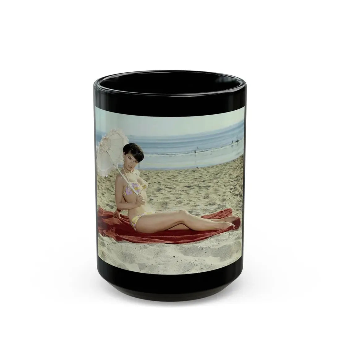 Yvonne Craig #112 (Vintage Female Icon) Black Coffee Mug 15oz - Go Mug Yourself