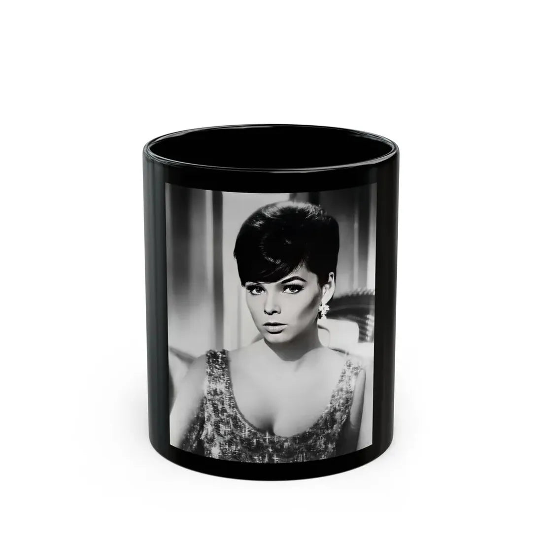 Yvonne Craig #1191 (Vintage Female Icon) Black Coffee Mug 11oz - Go Mug Yourself