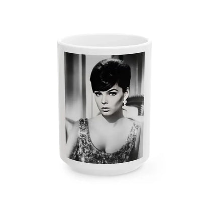 Yvonne Craig #1191 (Vintage Female Icon) White Coffee Mug 15oz - Go Mug Yourself