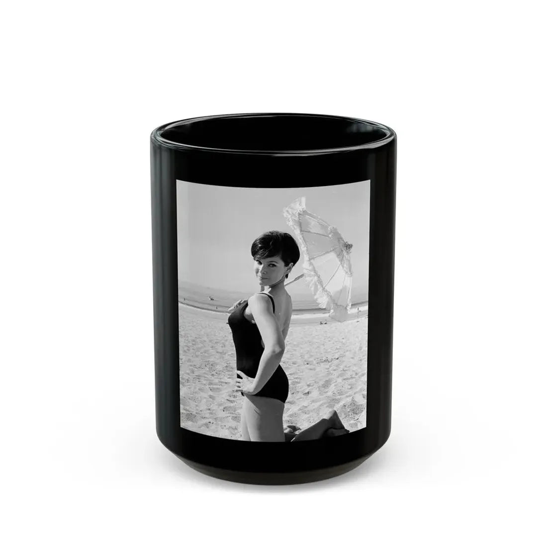 Yvonne Craig #122 (Vintage Female Icon) Black Coffee Mug 15oz - Go Mug Yourself