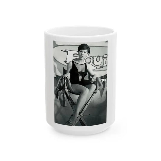 Yvonne Craig #129 (Vintage Female Icon) White Coffee Mug 15oz - Go Mug Yourself