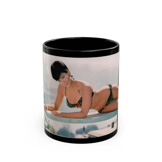 Yvonne Craig #13 - 8x10 Color 2-Piece Hawaiian Bikini Pin-Up Photo from 60's (Vintage Female Icon) Black Coffee Mug 11oz - Go Mug Yourself
