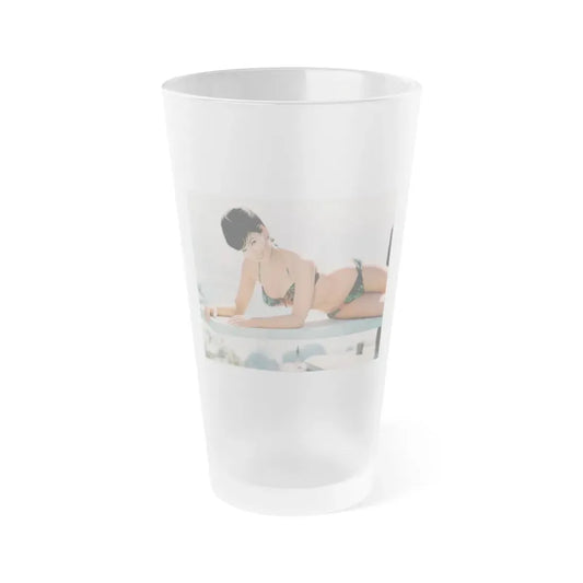 Yvonne Craig #13 - 8x10 Color 2-Piece Hawaiian Bikini Pin-Up Photo from 60's (Vintage Female Icon) Frosted Pint Glass 16oz 16oz Frosted - Go Mug Yourself