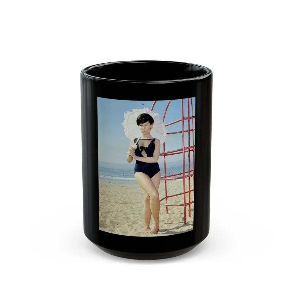 Yvonne Craig #131 (Vintage Female Icon) Black Coffee Mug-15oz-Go Mug Yourself