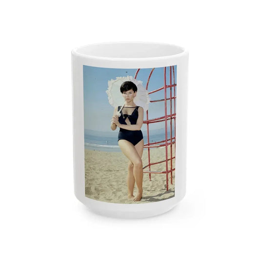 Yvonne Craig #131 (Vintage Female Icon) White Coffee Mug 15oz - Go Mug Yourself