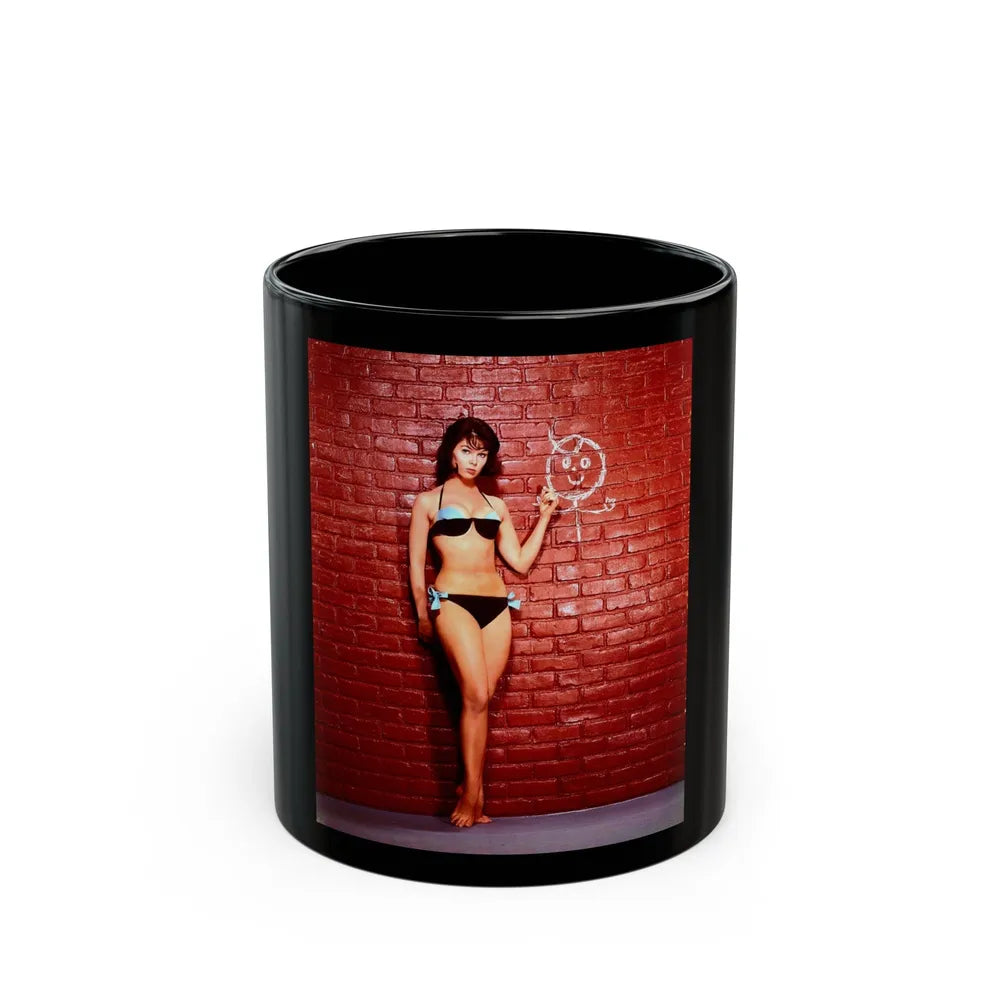 Yvonne Craig #140 (Vintage Female Icon) Black Coffee Mug-11oz-Go Mug Yourself