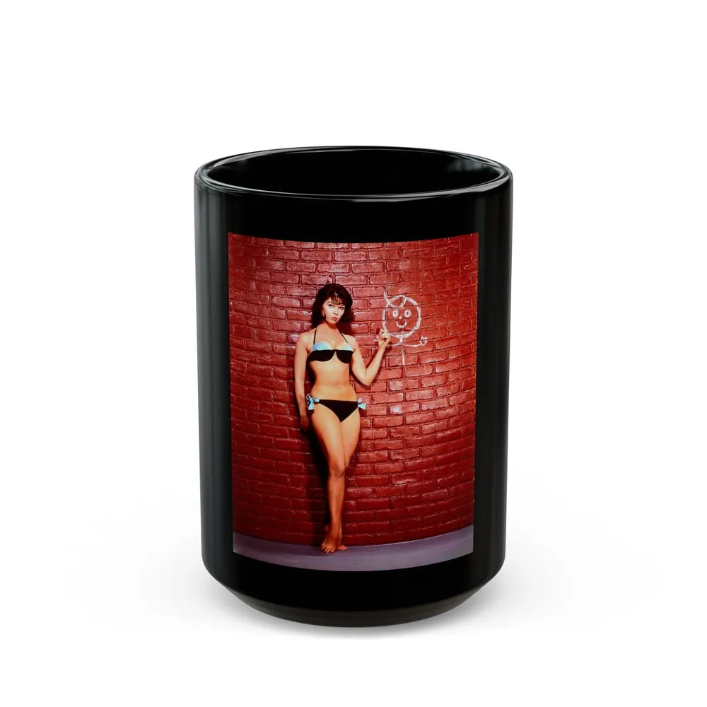 Yvonne Craig #140 (Vintage Female Icon) Black Coffee Mug-15oz-Go Mug Yourself