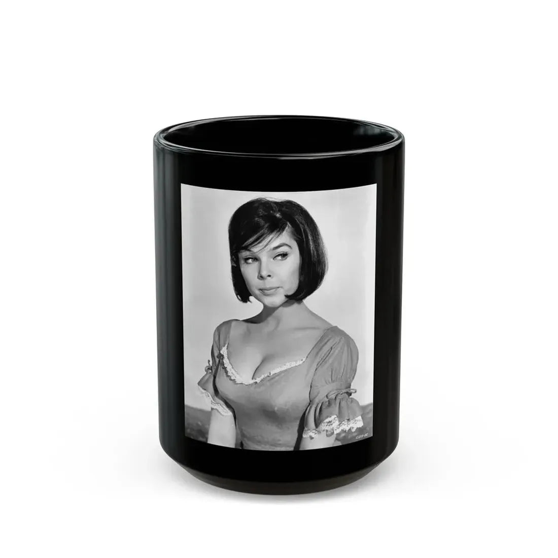 Yvonne Craig #141 (Vintage Female Icon) Black Coffee Mug 15oz - Go Mug Yourself