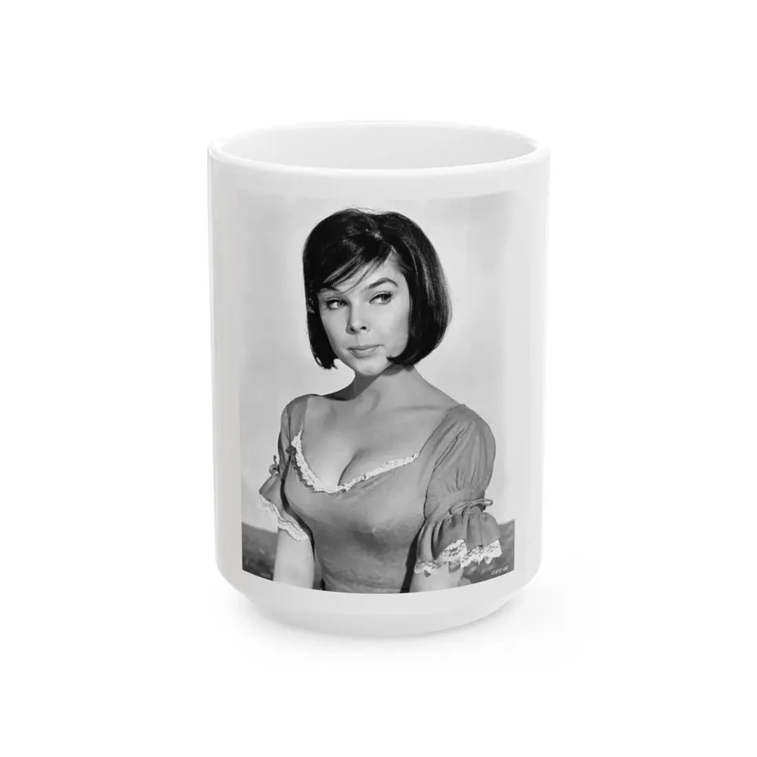 Yvonne Craig #141 (Vintage Female Icon) White Coffee Mug 15oz - Go Mug Yourself