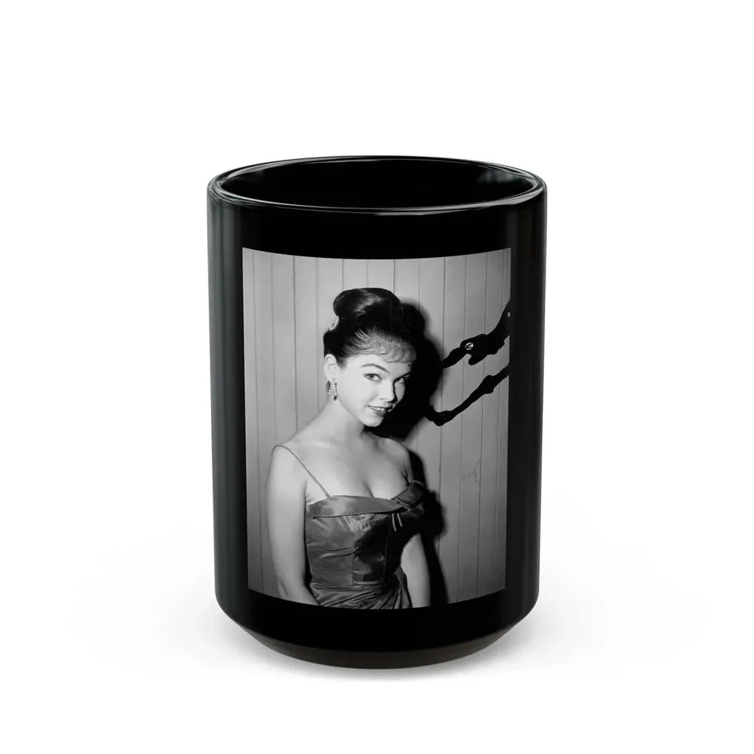 Yvonne Craig #1471 (Vintage Female Icon) Black Coffee Mug 15oz - Go Mug Yourself