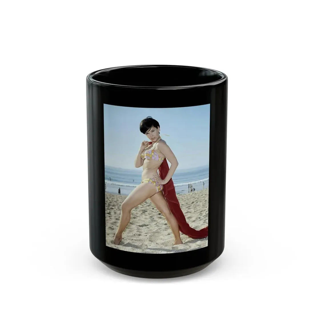 Yvonne Craig #181 (Vintage Female Icon) Black Coffee Mug 15oz - Go Mug Yourself
